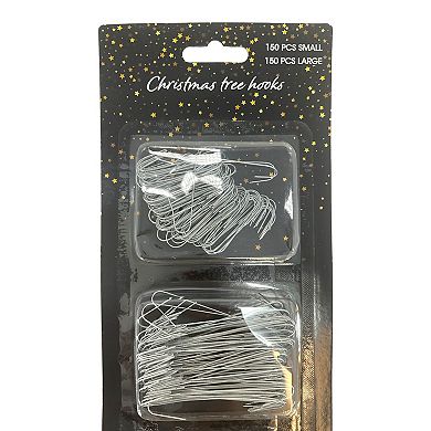 300 Piece Small and Large Silver Metal Christmas Tree Hooks