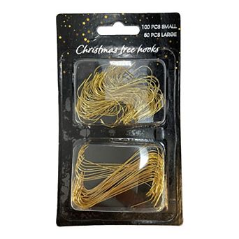 150 pc Large and Small Gold Metal Christmas Tree Ornament Hooks