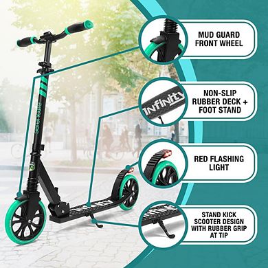 SereneLife Lightweight Foldable Kick Scooter with Adjustable T-Bar Handlebar SLTS02 - Aqua/Black