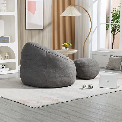 Bean Bag Sofa Chair with Footrest and Padded Foam Padding