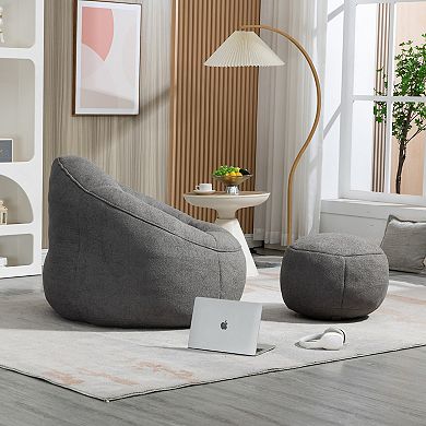 Bean Bag Sofa Chair with Footrest and Padded Foam Padding