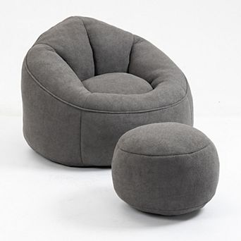 Bean Bag Sofa Chair with Footrest and Padded Foam Padding