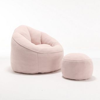 Bean Bag Sofa Chair with Footrest and Padded Foam Padding