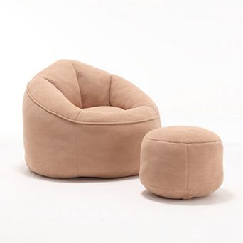 Bean Bag Sofa Chair with Footrest and Padded Foam Padding