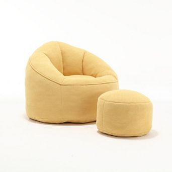 Bean Bag Sofa Chair with Footrest and Padded Foam Padding