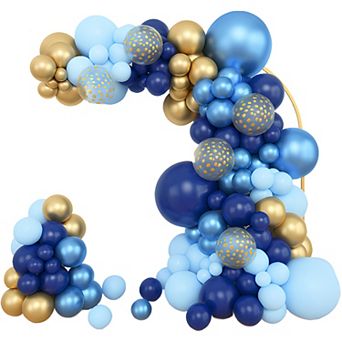 Navy Blue & Gold Balloon Arch Kit with Confetti Balloons 153 pc for Party & Shower Events