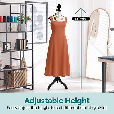 SereneLife Female Torso Mannequin, Adjustable Dress Form 52-64", Lightweight, Stable Stand