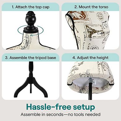 SereneLife Female Torso Mannequin, Adjustable Dress Form 52-64", Lightweight, Stable Stand