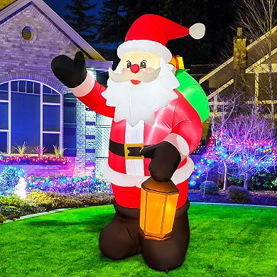 GOOSH 8.5FT Animated Waving Santa Inflatable with Lantern and LED Lights