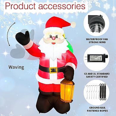 GOOSH 8.5FT Animated Waving Santa Inflatable with Lantern and LED Lights