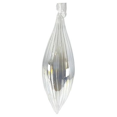 7.5 Inch Transparent Striped Clear Christmas Icicle Ornament
