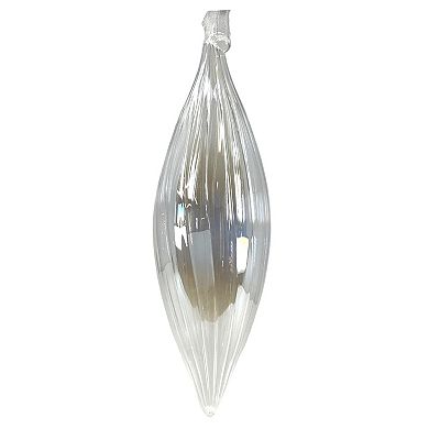 7.5 Inch Transparent Striped Clear Christmas Icicle Ornament