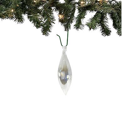 7.5 Inch Transparent Striped Clear Christmas Icicle Ornament