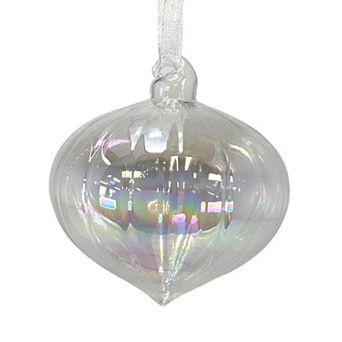 3 Inch Clear Iridescent Onion Shape Christmas Tree Ornament Decoration