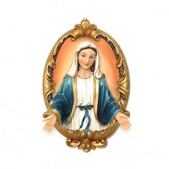 LuxenHome Blessed Virgin Mary Wall Plaque, Oval Religious Decor for Home & Prayer Space