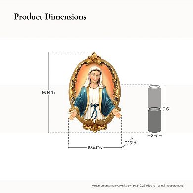 LuxenHome Blessed Virgin Mary Wall Plaque, Oval Religious Decor for Home & Prayer Space