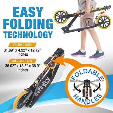 SereneLife Lightweight Foldable Kick Scooter with Adjustable T-Bar Handlebar SLTS85 - Leopard
