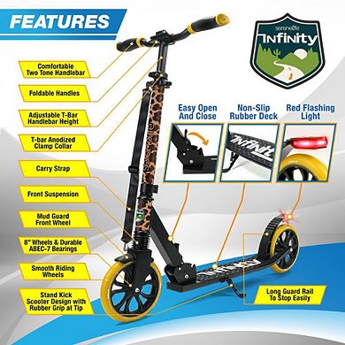 SereneLife Lightweight Foldable Kick Scooter with Adjustable T-Bar Handlebar SLTS85 - Leopard