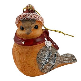 American Robin Bird with Winter Hat and Scarf Christmas Ornament 2.5 Inch