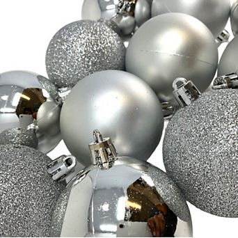 2.3 Inch Shiny Glitter and Matte Silver Plastic Ball Christmas Ornaments Set of 12