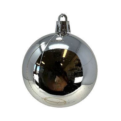 2.3 Inch Shiny Glitter and Matte Silver Plastic Ball Christmas Ornaments Set of 12