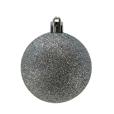 2.3 Inch Shiny Glitter and Matte Silver Plastic Ball Christmas Ornaments Set of 12