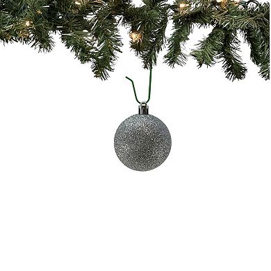 2.3 Inch Shiny Glitter and Matte Silver Plastic Ball Christmas Ornaments Set of 12