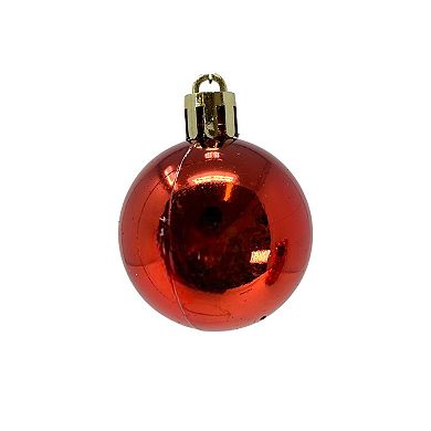 1.5 Inch Shiny Matte and Glitter Red Plastic Ball Christmas Tree Ornaments 20 Piece Set