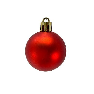 1.5 Inch Shiny Matte and Glitter Red Plastic Ball Christmas Tree Ornaments 20 Piece Set