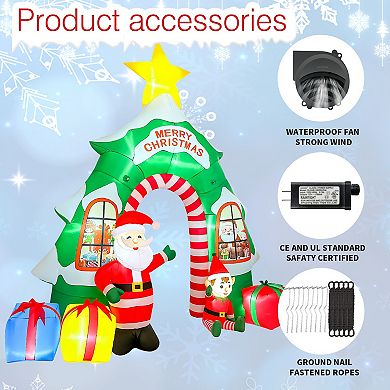 GOOSH 13FT Christmas Tree Arch Inflatable with Santa, Elf, Gifts, and LED Lights