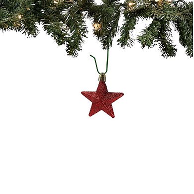 8 Piece Shiny Matte and Glitter Red Star Christmas Tree Ornament Decorations 2.5 Inch