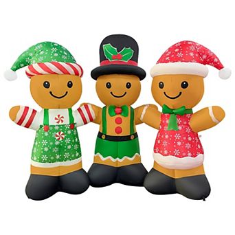 GOOSH 8FT Gingerbread Family Inflatable with LED Lights for Outdoor Christmas Décor