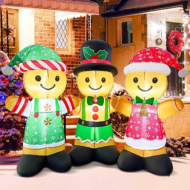 GOOSH 8FT Gingerbread Family Inflatable with LED Lights for Outdoor Christmas Décor