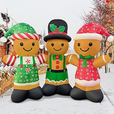 GOOSH 8FT Gingerbread Family Inflatable with LED Lights for Outdoor Christmas Décor