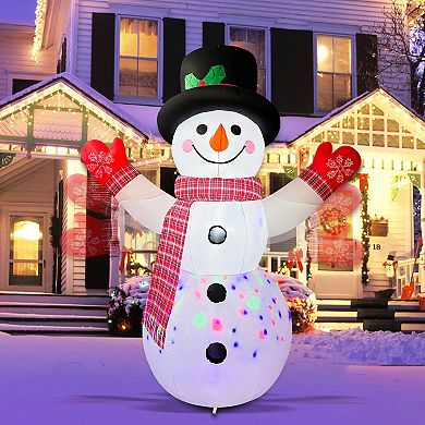 GOOSH 8FT Animated Waving Snowman Inflatable with LED Lights for Outdoor Christmas Décor