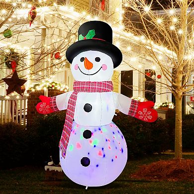 GOOSH 8FT Animated Waving Snowman Inflatable with LED Lights for Outdoor Christmas Décor