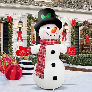 GOOSH 8FT Animated Waving Snowman Inflatable with LED Lights for Outdoor Christmas Décor