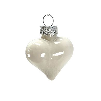 1.5 Inch Heart Pinecone and Star White Glass Christmas Tree Ornaments 12 Piece Set