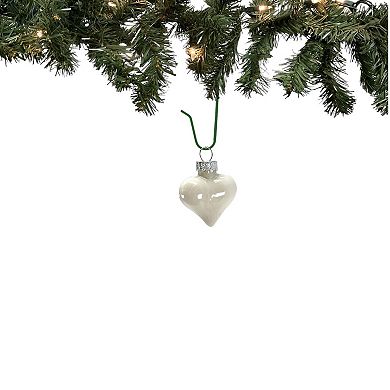 1.5 Inch Heart Pinecone and Star White Glass Christmas Tree Ornaments 12 Piece Set