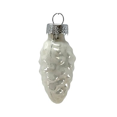 1.5 Inch Heart Pinecone and Star White Glass Christmas Tree Ornaments 12 Piece Set