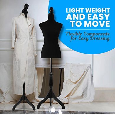 SereneLife Female Torso Mannequin, Adjustable 52-64” Dress Form, Lightweight, Tripod Stand