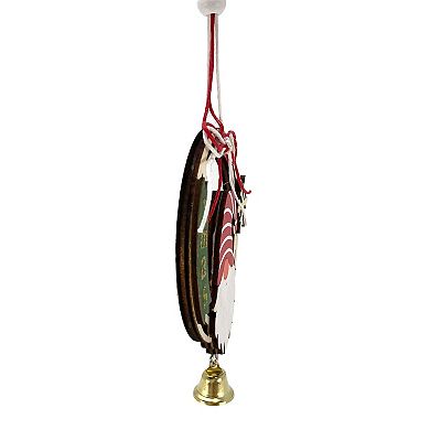 Gnome and Snowflake Wood Christmas Ornament with Hanging Bell 6 Inch
