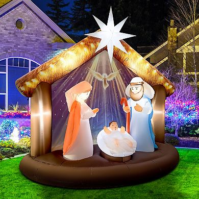 GOOSH 7.5FT Nativity Scene Inflatable with LED Lights for Outdoor Christmas Yard Display