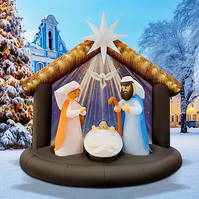 GOOSH 7.5FT Nativity Scene Inflatable with LED Lights for Outdoor Christmas Yard Display