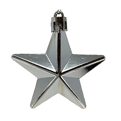 8 Piece Shiny Matte and Glitter Silver Star Christmas Ornament Decorations 2 Inch