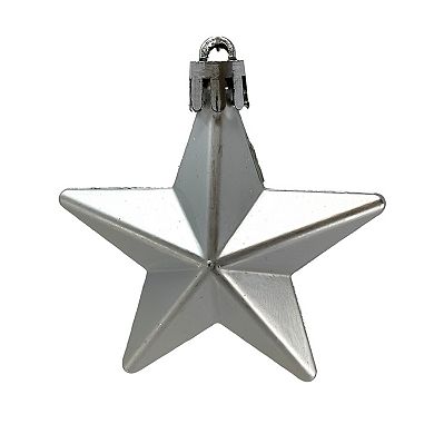 8 Piece Shiny Matte and Glitter Silver Star Christmas Ornament Decorations 2 Inch