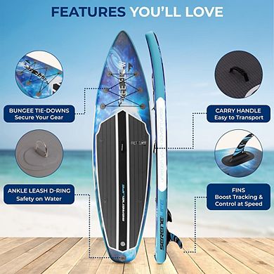 SereneLife 10'6" Inflatable Paddle Board - Wide Stable Design, Non-Slip Deck, Accessories
