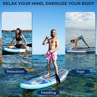 SereneLife 10'6" Inflatable Paddle Board - Wide Stable Design, Non-Slip Deck, Accessories