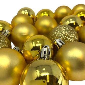 1.5 Inch Shiny Matte and Glitter Gold Christmas Ball Ornaments 20 pc Set