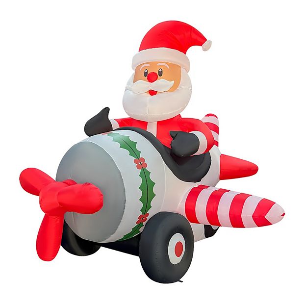 GOOSH 8.2FT Animated Santa Airplane Inflatable with Rotating
